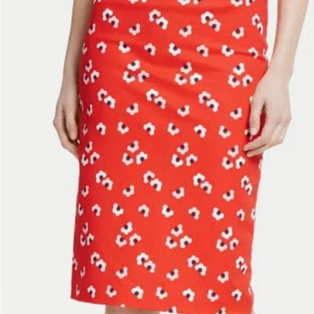 Boden Floral Red Pop Daisy Cloud Women Cotton Stretch Pencil Skirt